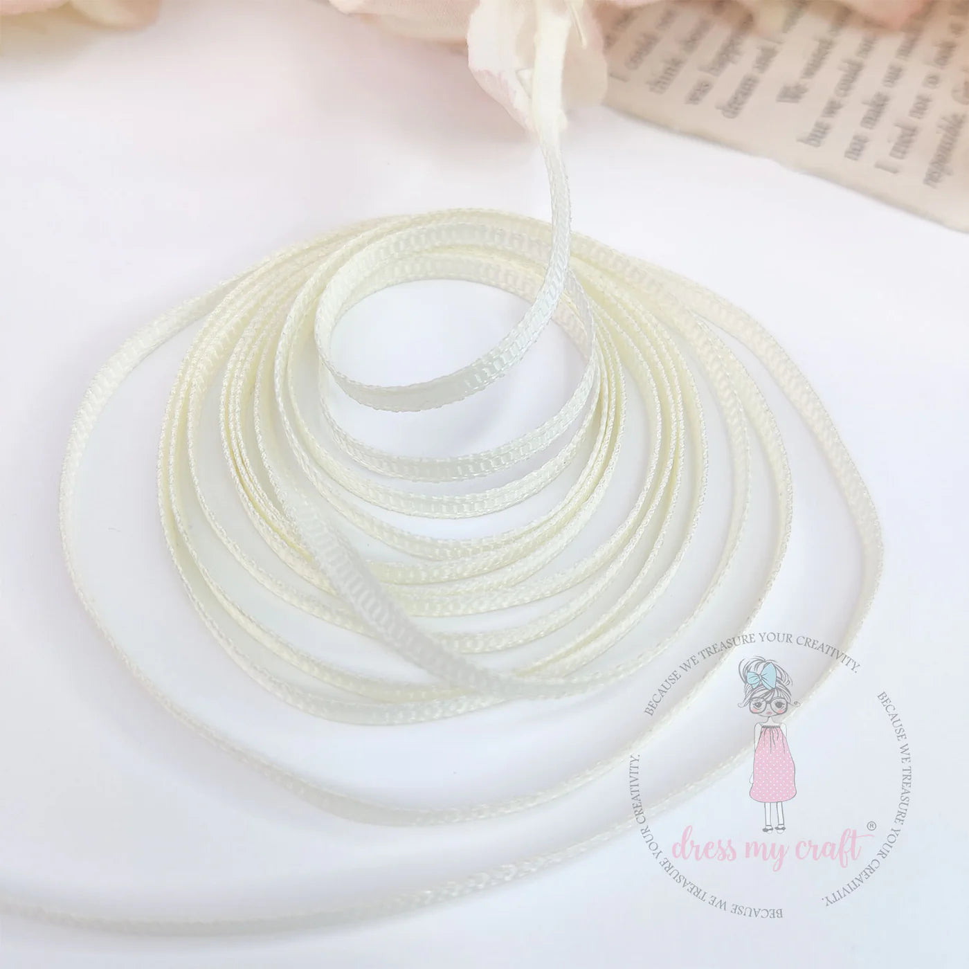 Ivory Grosgrain Ribbon - 3mm