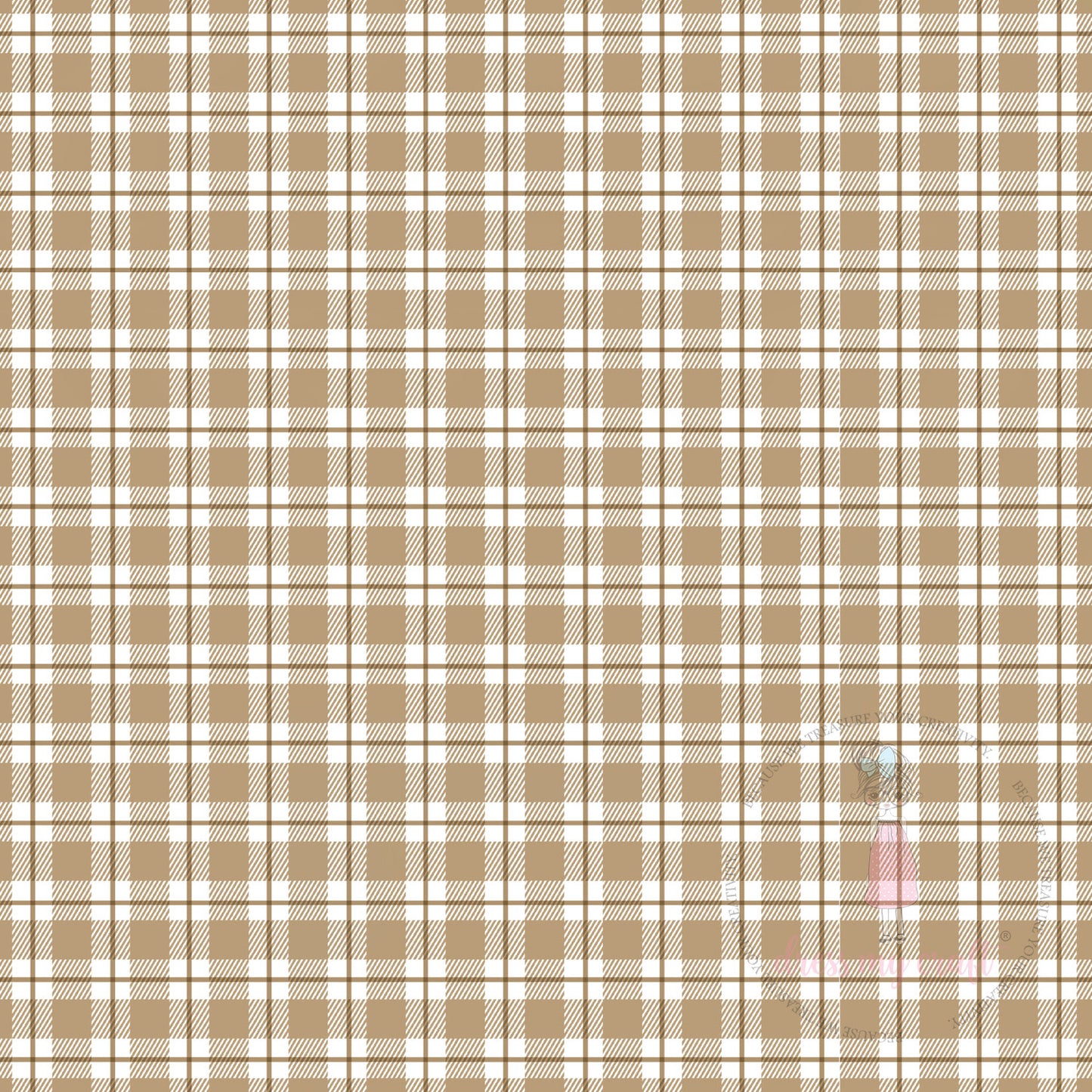Baby Brown Gingham Checks Pack Of 10 - 12" x 12" Loose Sheets