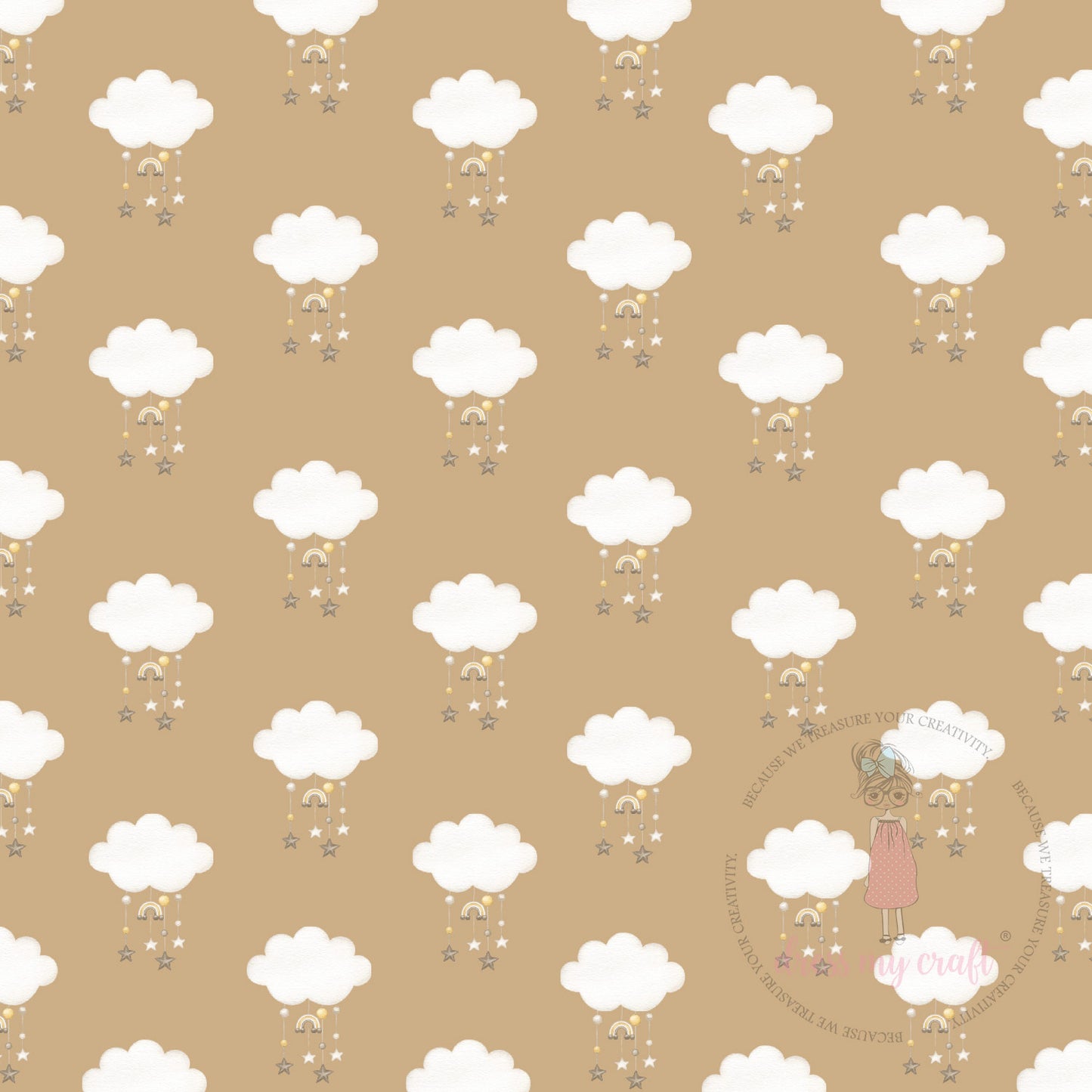 Baby Brown Dreamy Clouds Pack Of 10 - 12" x 12" Loose Sheets