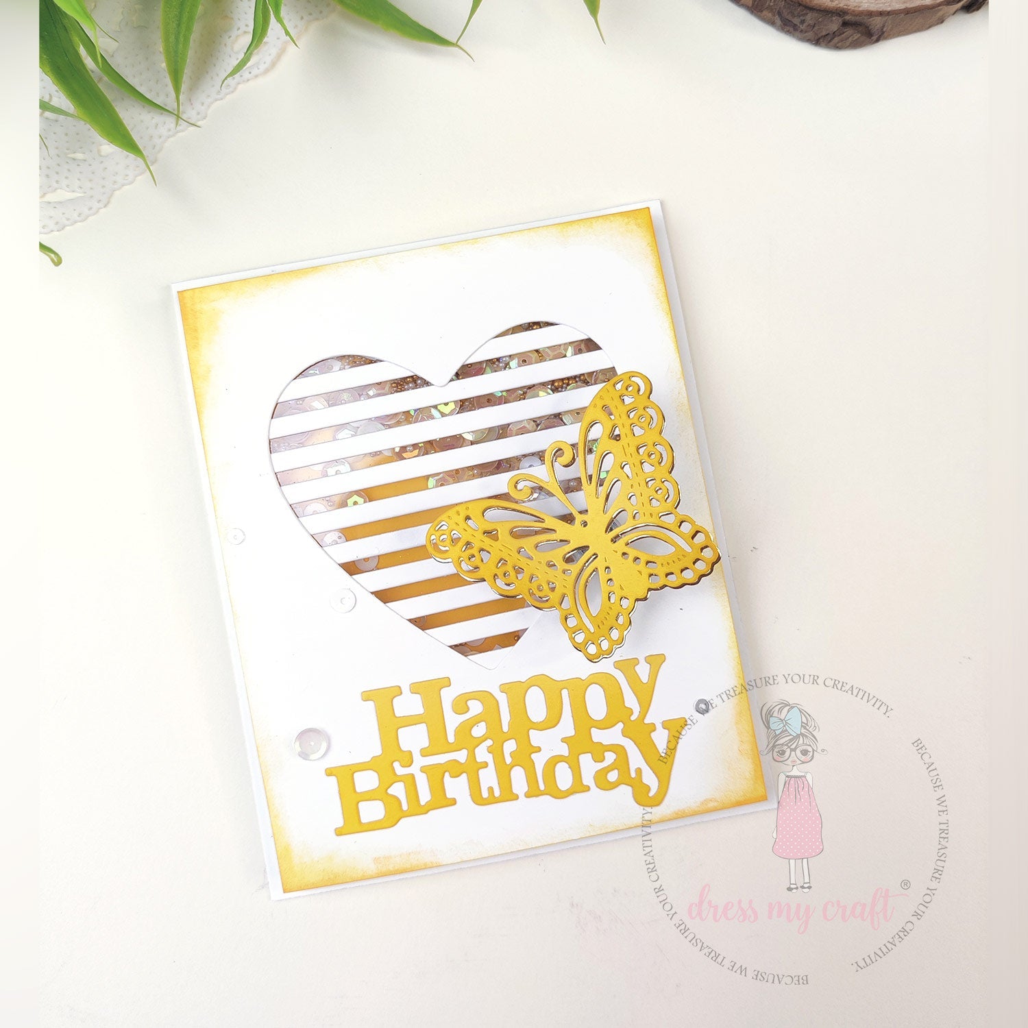Butterfly Heart Shaker Birthday Card