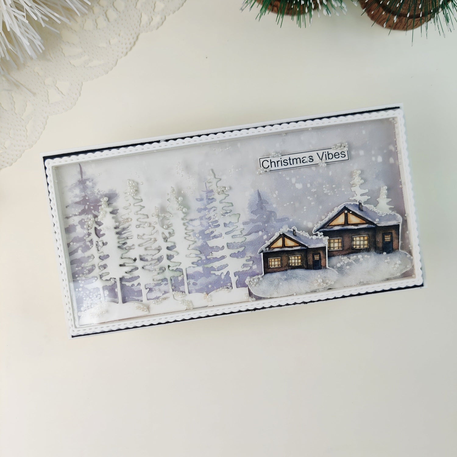 Christmas Vibes Slimline Shaker Card