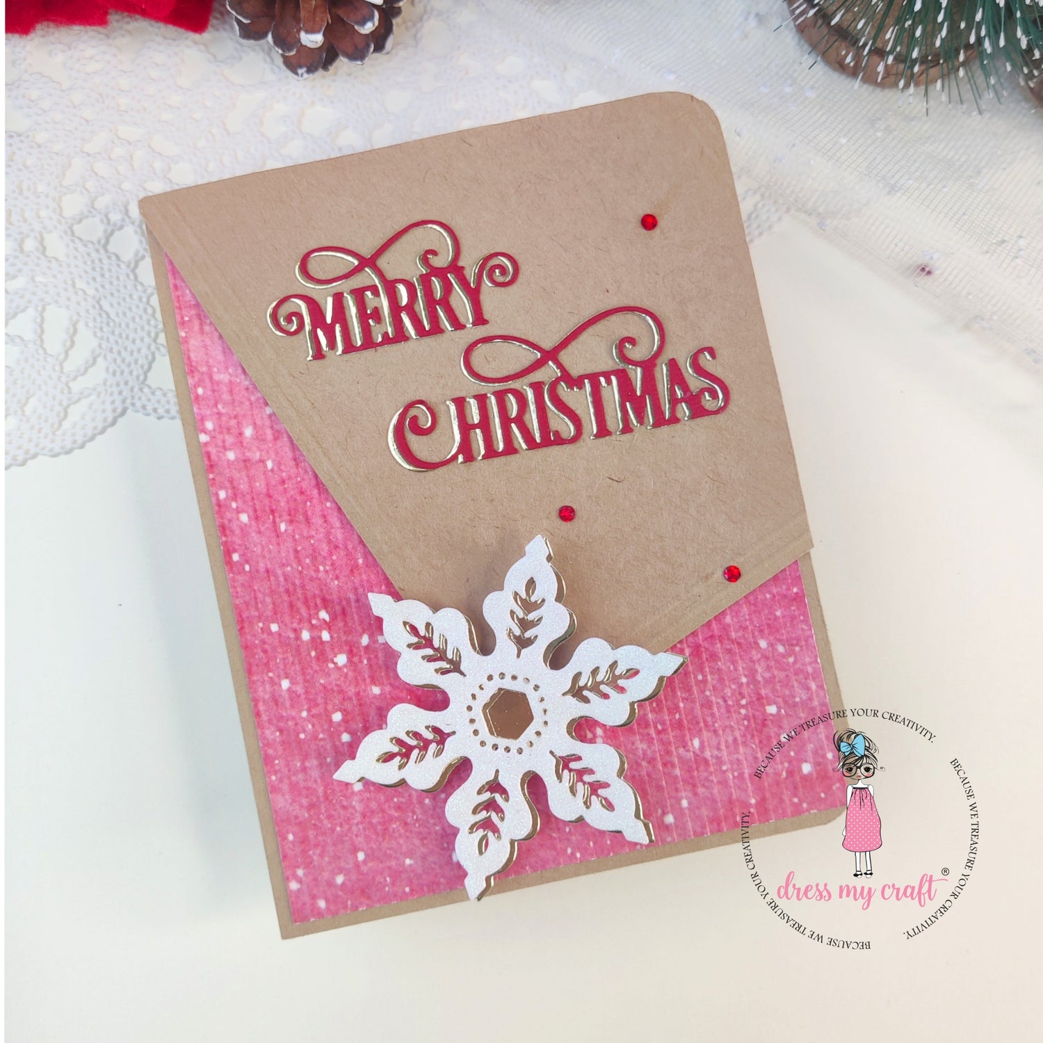 Elegant Merry Christmas Snowflake Card