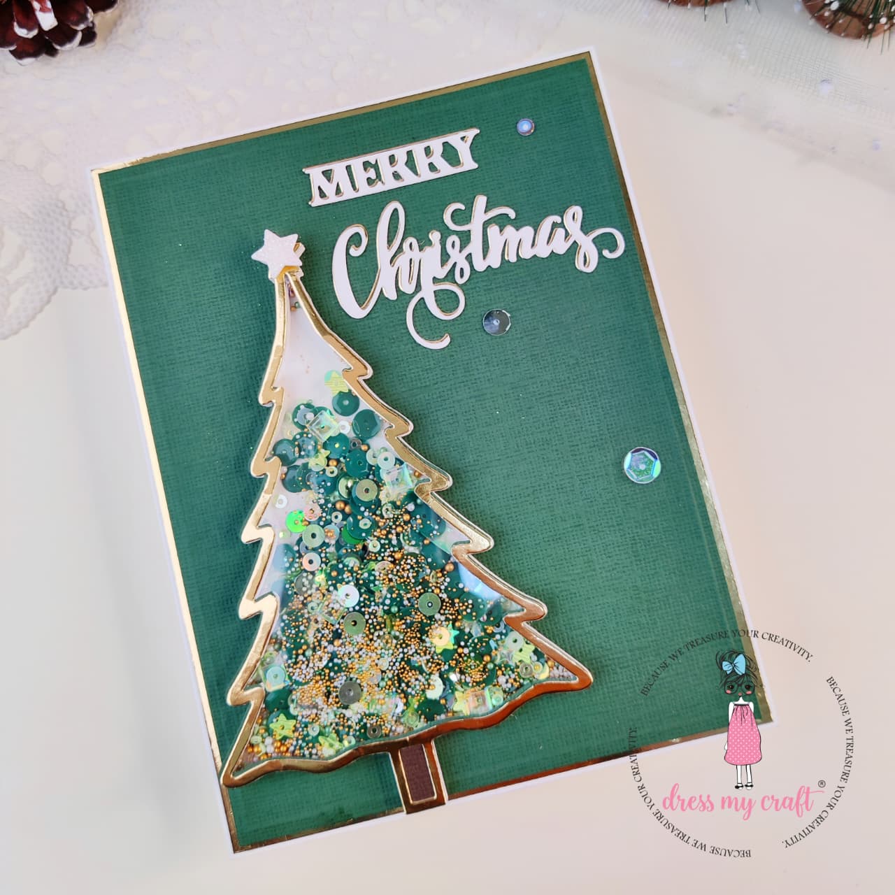 Merry Christmas Handmade Shaker Card