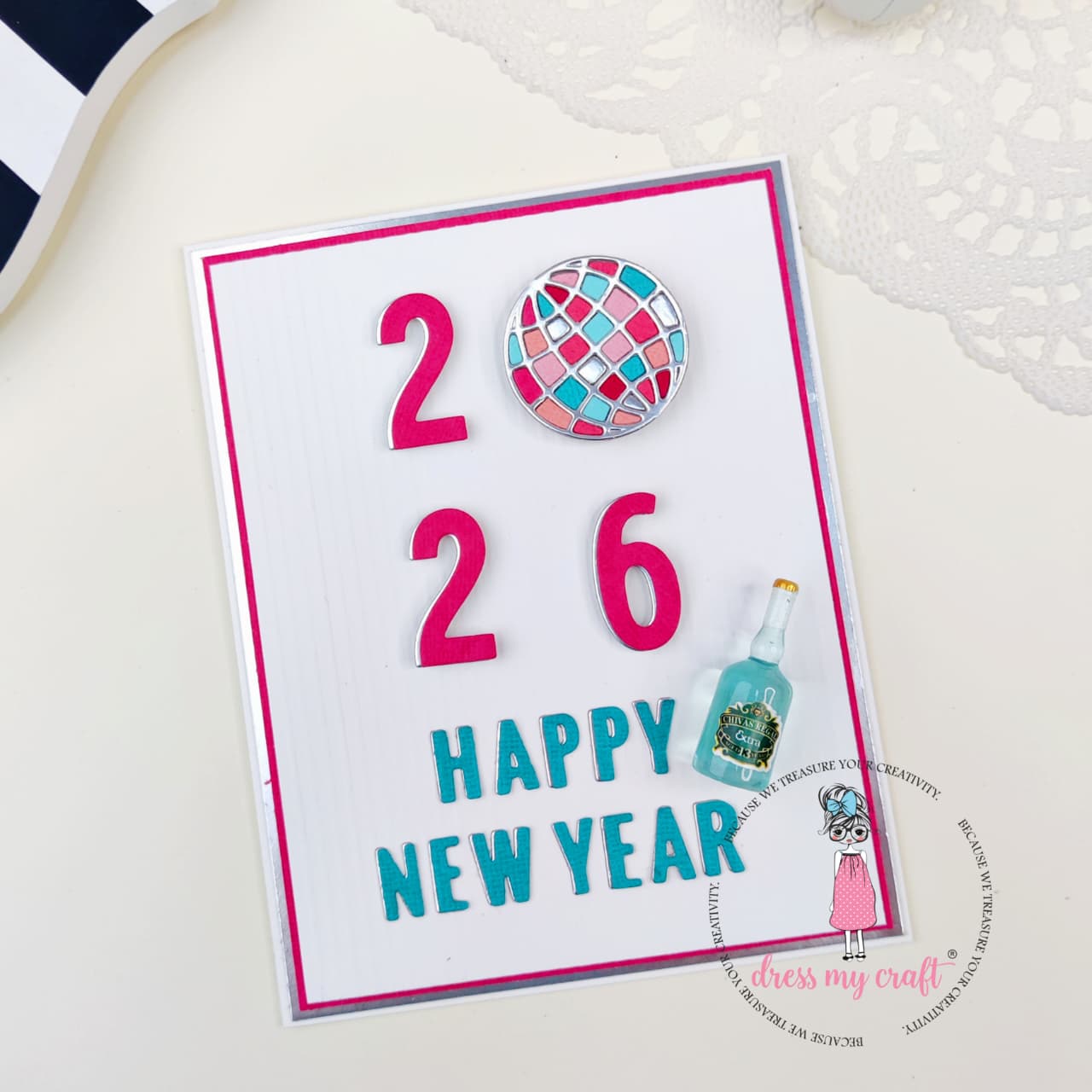 Festive New Year Celebration Handmade Card – 2026