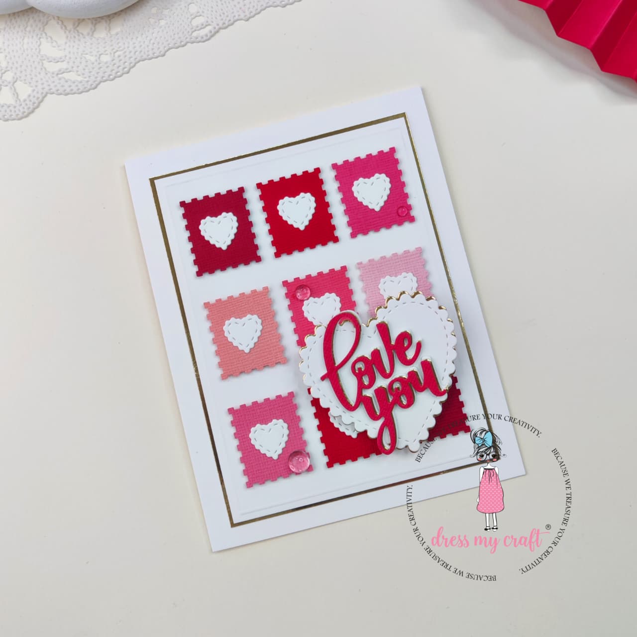 Love You Patchwork Heart Card