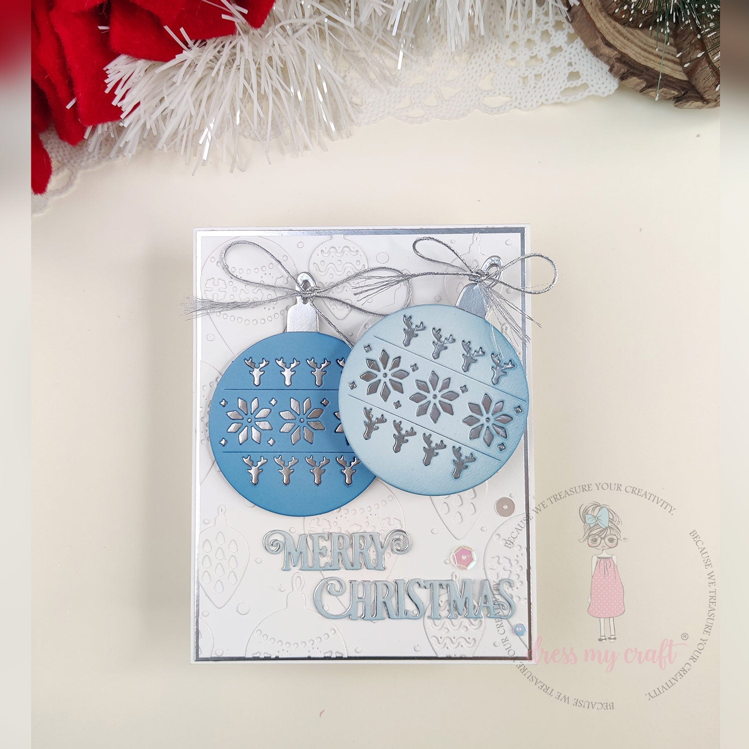 Blue Ornament Christmas Greeting Card