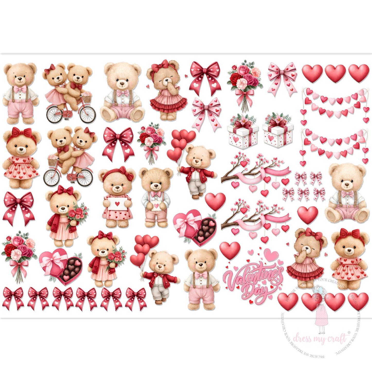 Stick N Peel Stickers -Rose & Bear