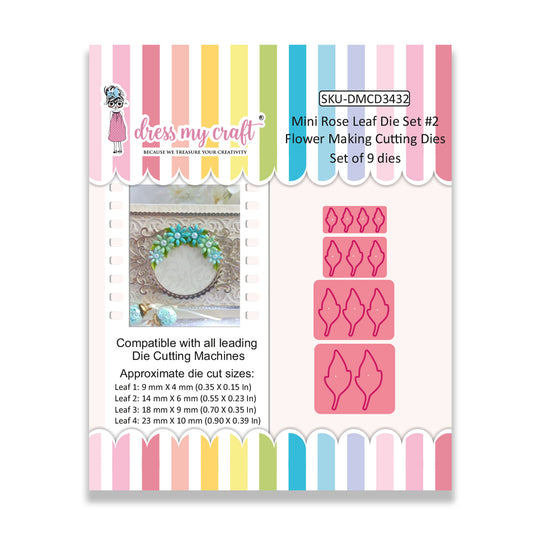 Mini Rose Leaf  Die Set #2 - Flower Making Cutting Dies