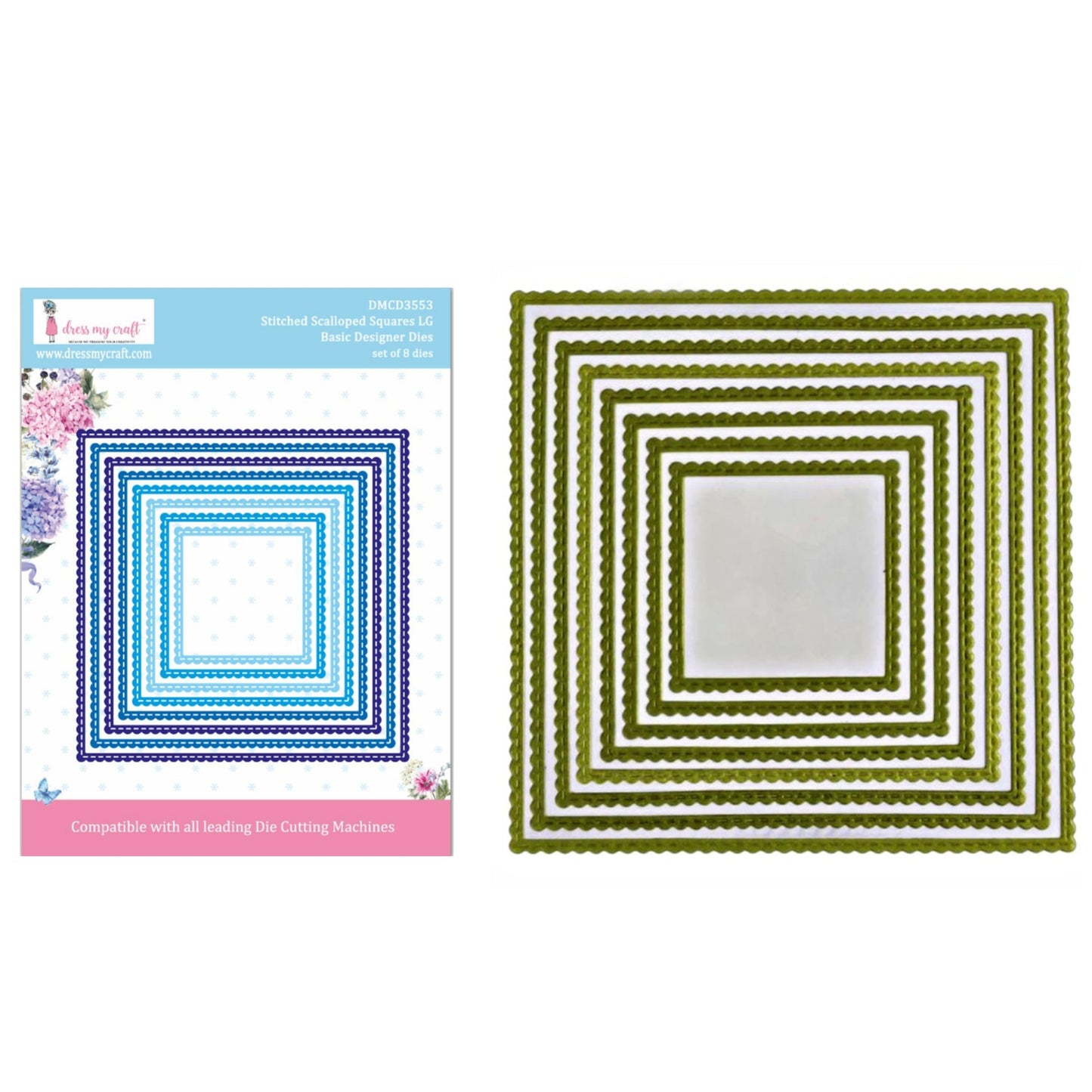 Stitched Scalloped Square Frame LG - Basic Designer Die