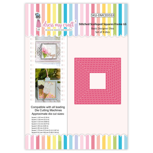 Stitched Scalloped Square Frame LG - Basic Designer Die