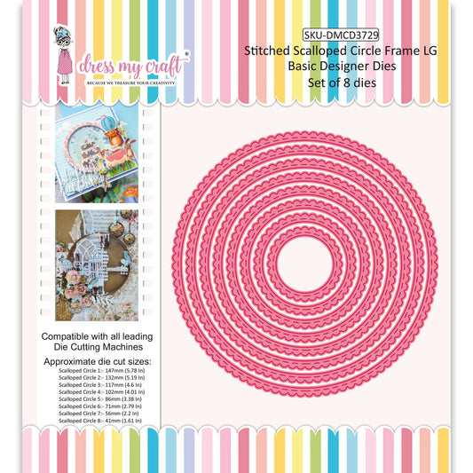 Stitched Scalloped Circle Frame LG - Basic Designer Die