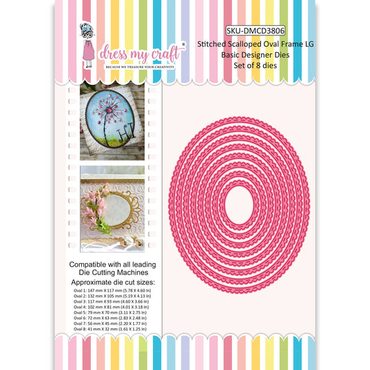 Stitched Scalloped Oval Frame LG - Basic Designer Die