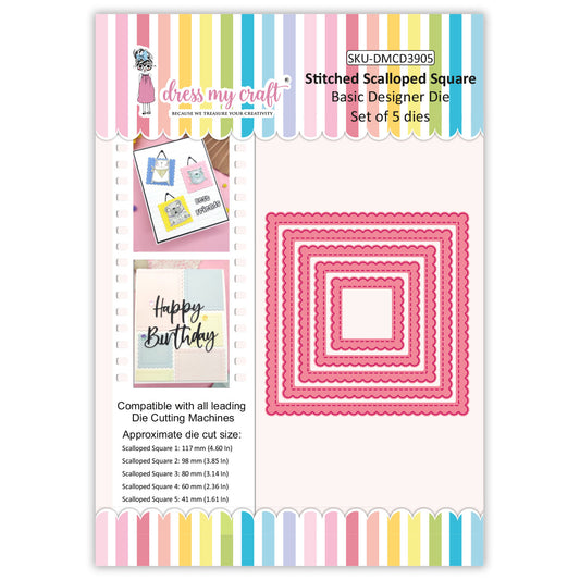 Stitched Scalloped Square - Basic Designer Die