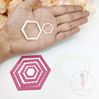 Mini Inverted Stitched Scalloped Hexagon - Basic Designer Dies