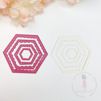 Mini Inverted Stitched Scalloped Hexagon - Basic Designer Dies