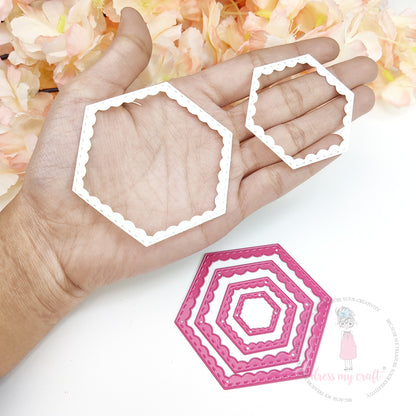 Mini Inverted Stitched Scalloped Hexagon - Basic Designer Dies