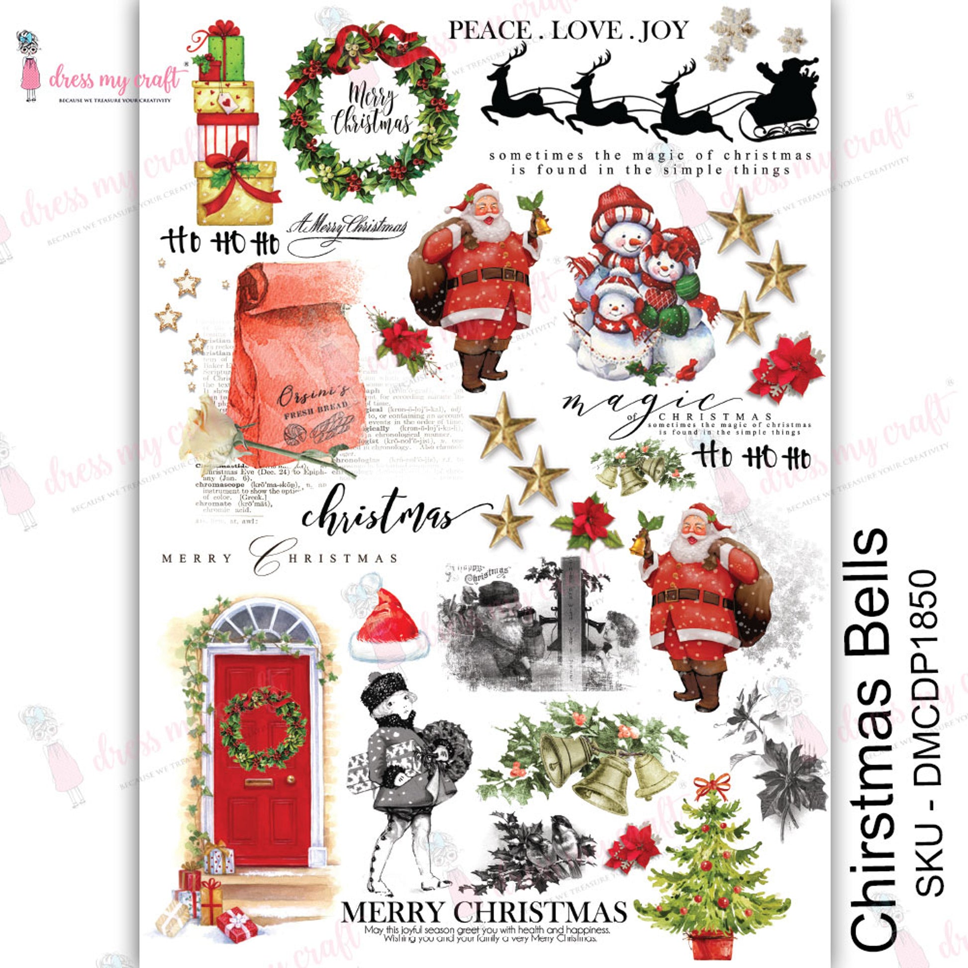 dress my craft christmas bells Pastel Kitty Round Bells