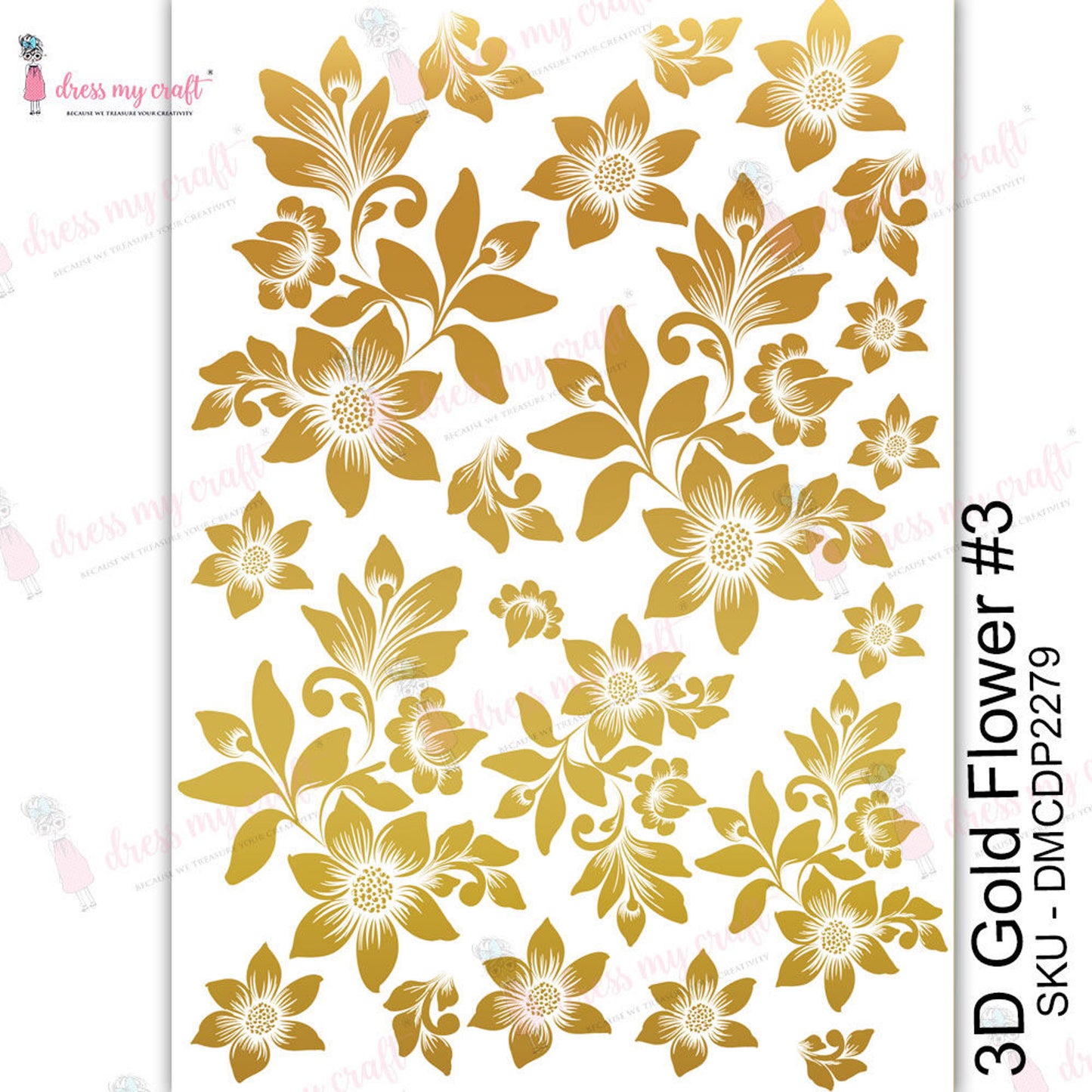 3D Gold - Flower #3 - Transfer Me