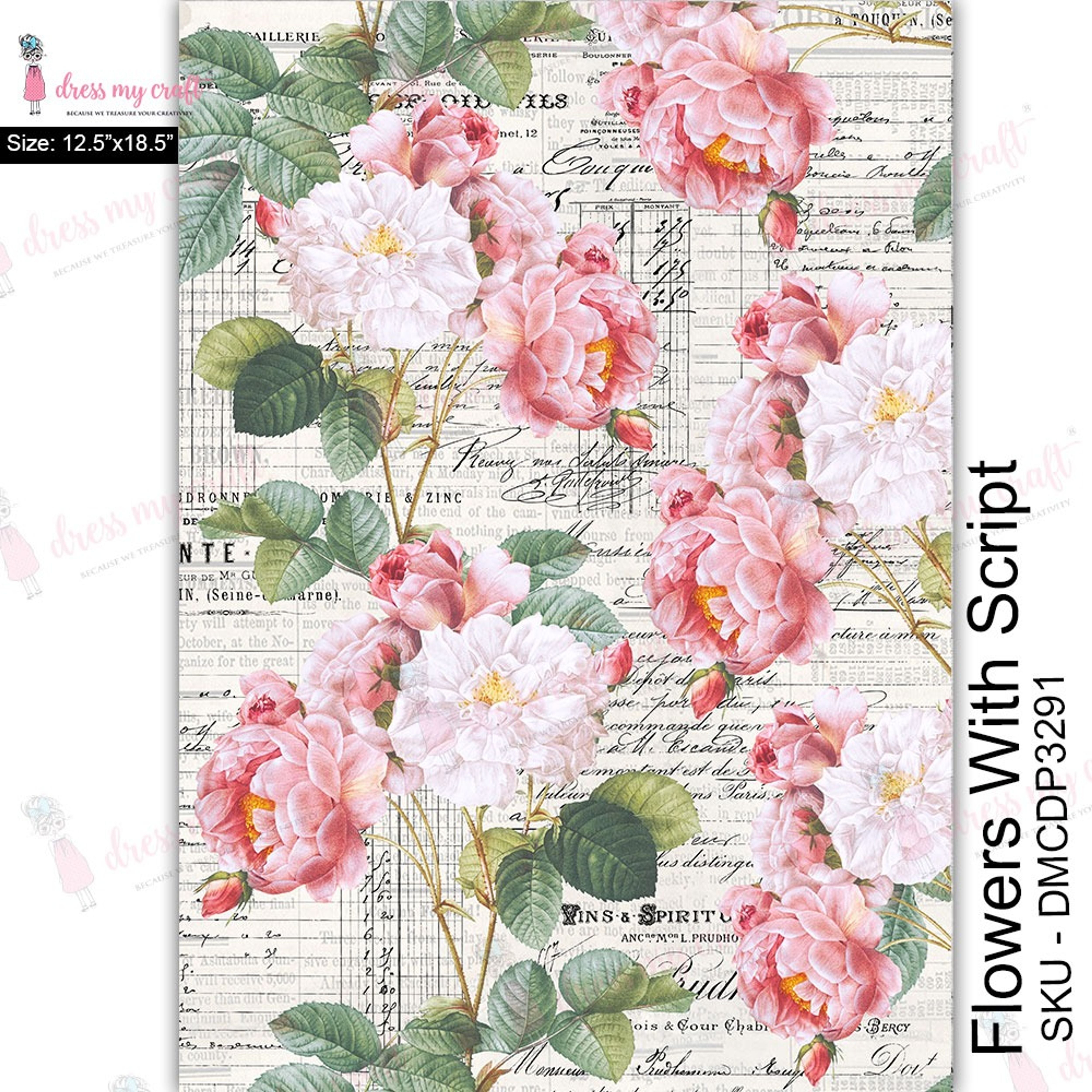 Miniatures Script Transfer Flowers With Script - Transfer Me (12.5