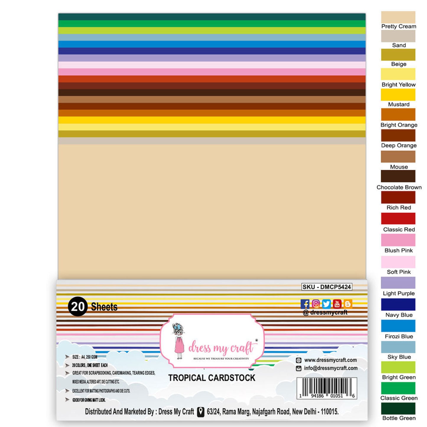 Tropical Cardstock A4 (Pack of 20 Sheets)