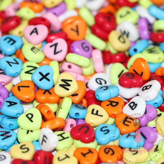 Heart Letter Beads - Coloured