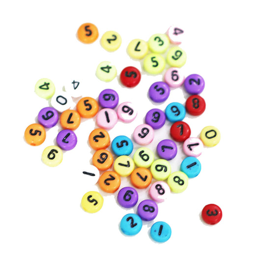 Colorful Round Number Beads - Coloured