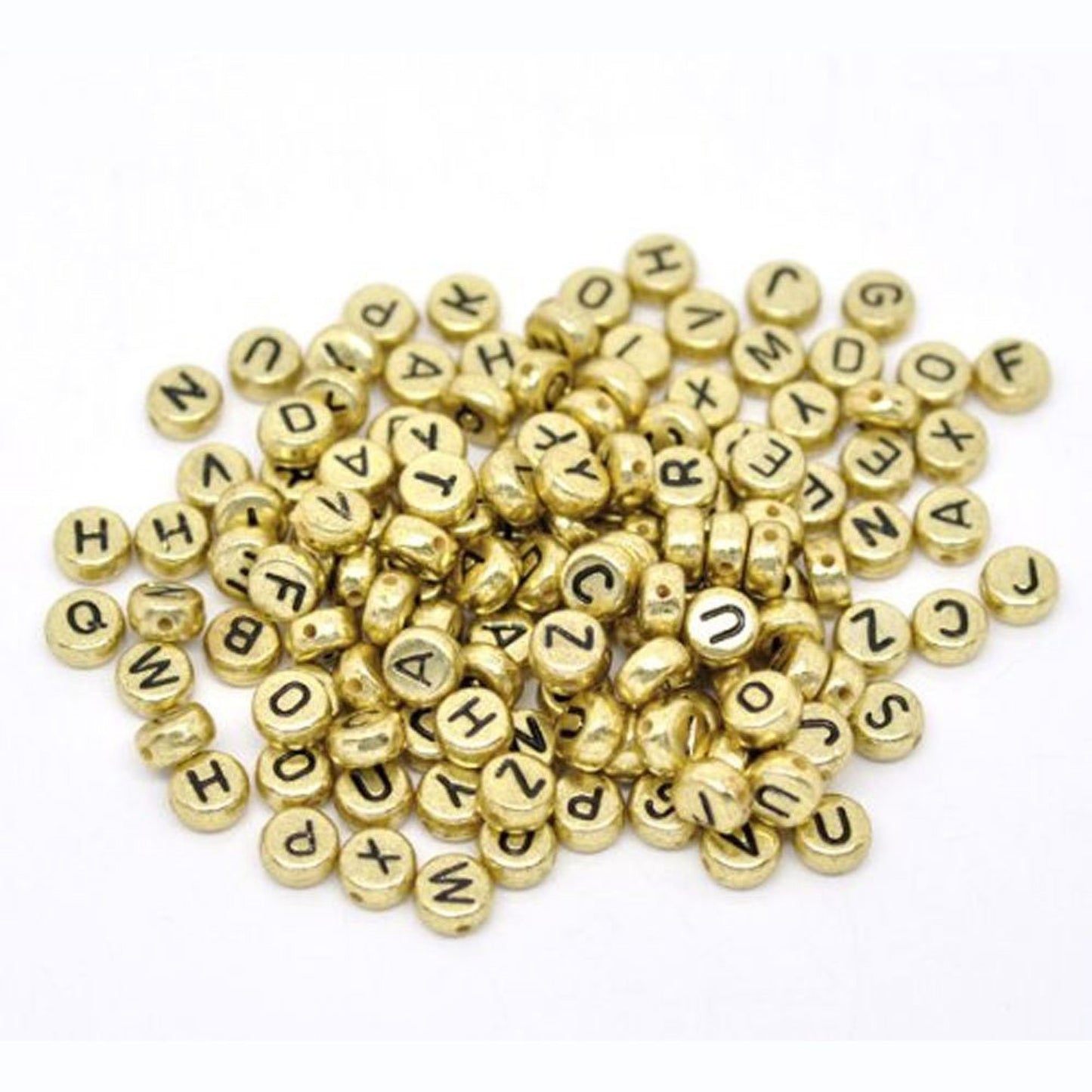 Golden Round Letter Beads