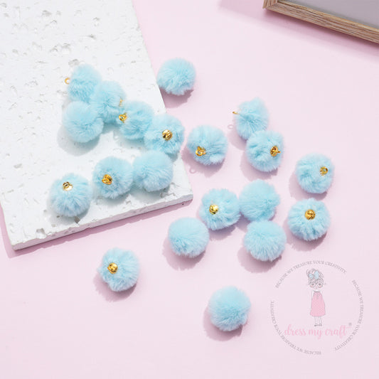 Pastel Pom Poms With Loop - Baby Blue