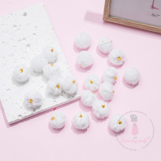Pastel Pom Poms With Loop - Snow White