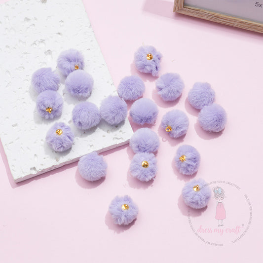 Pastel Pom Poms With Loop - Mauve