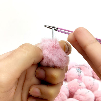 Pastel Pom Poms With Loop Big - Tea Rose