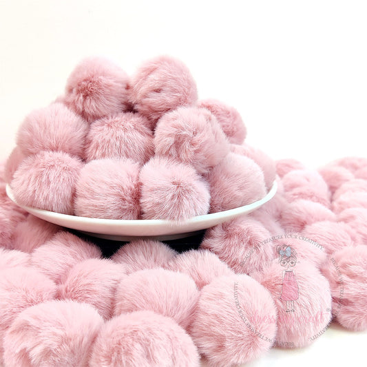 Pastel Pom Poms With Loop Big - Tea Rose