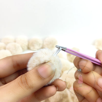 Pastel Pom Poms With Loop Big - Beige