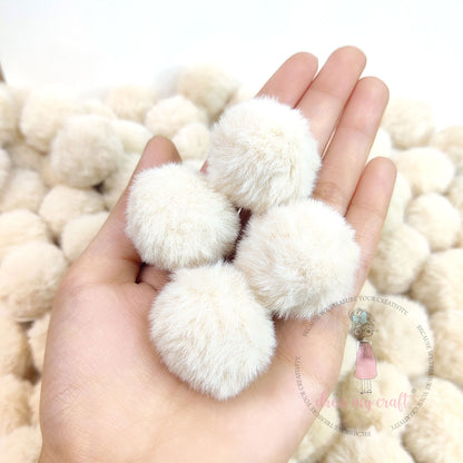 Pastel Pom Poms With Loop Big - Beige
