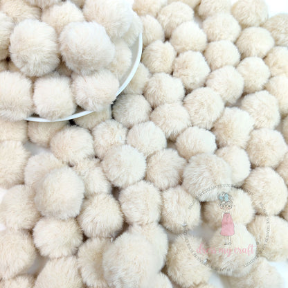Pastel Pom Poms With Loop Big - Beige