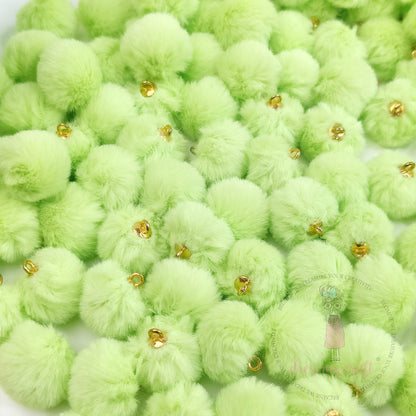 Pastel Pom Poms With Loop - Lime Green