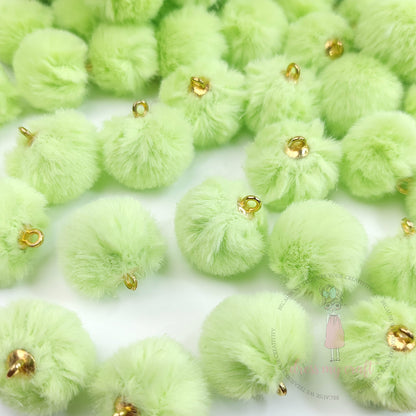 Pastel Pom Poms With Loop - Lime Green