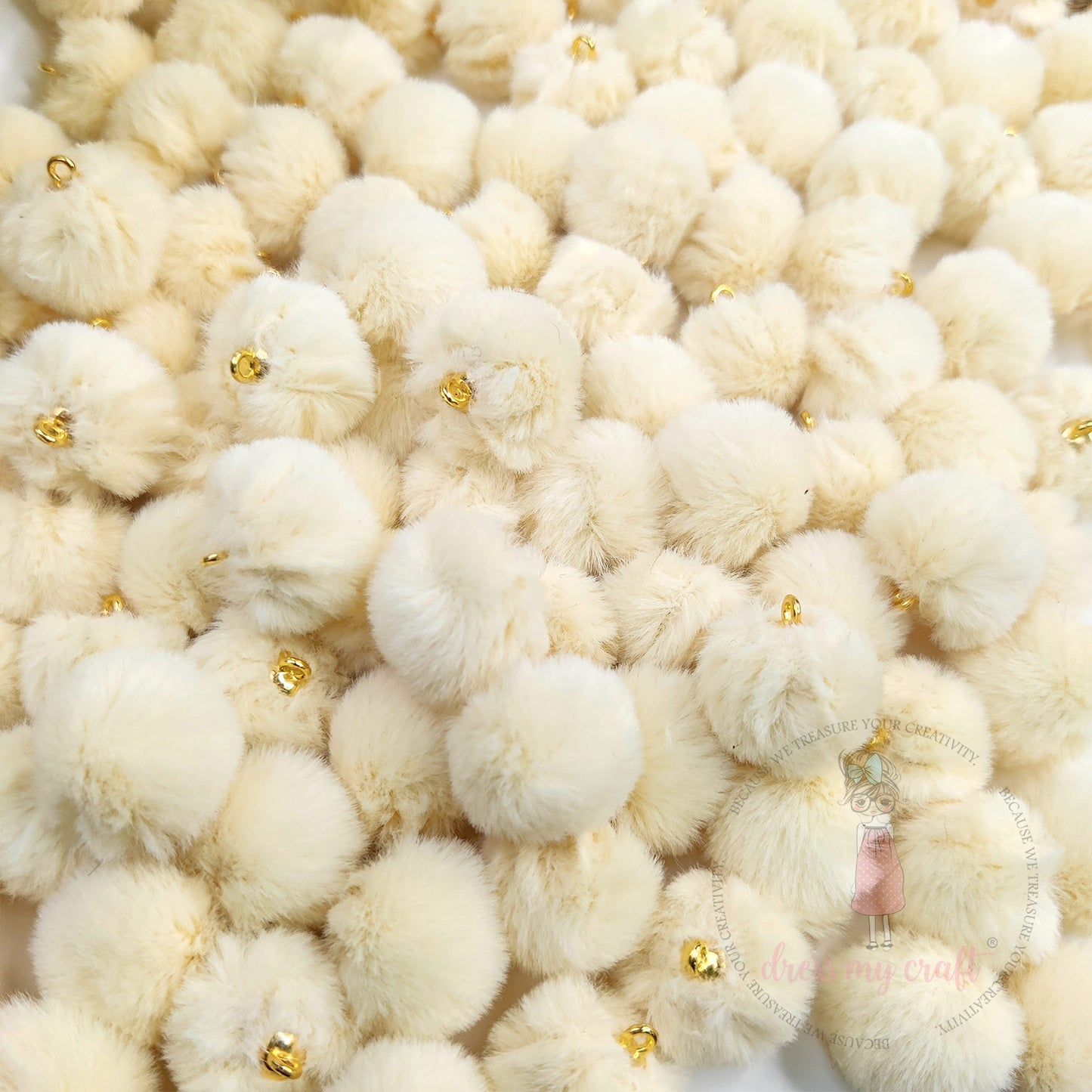 Pastel Pom Poms With Loop - Butter Scotch