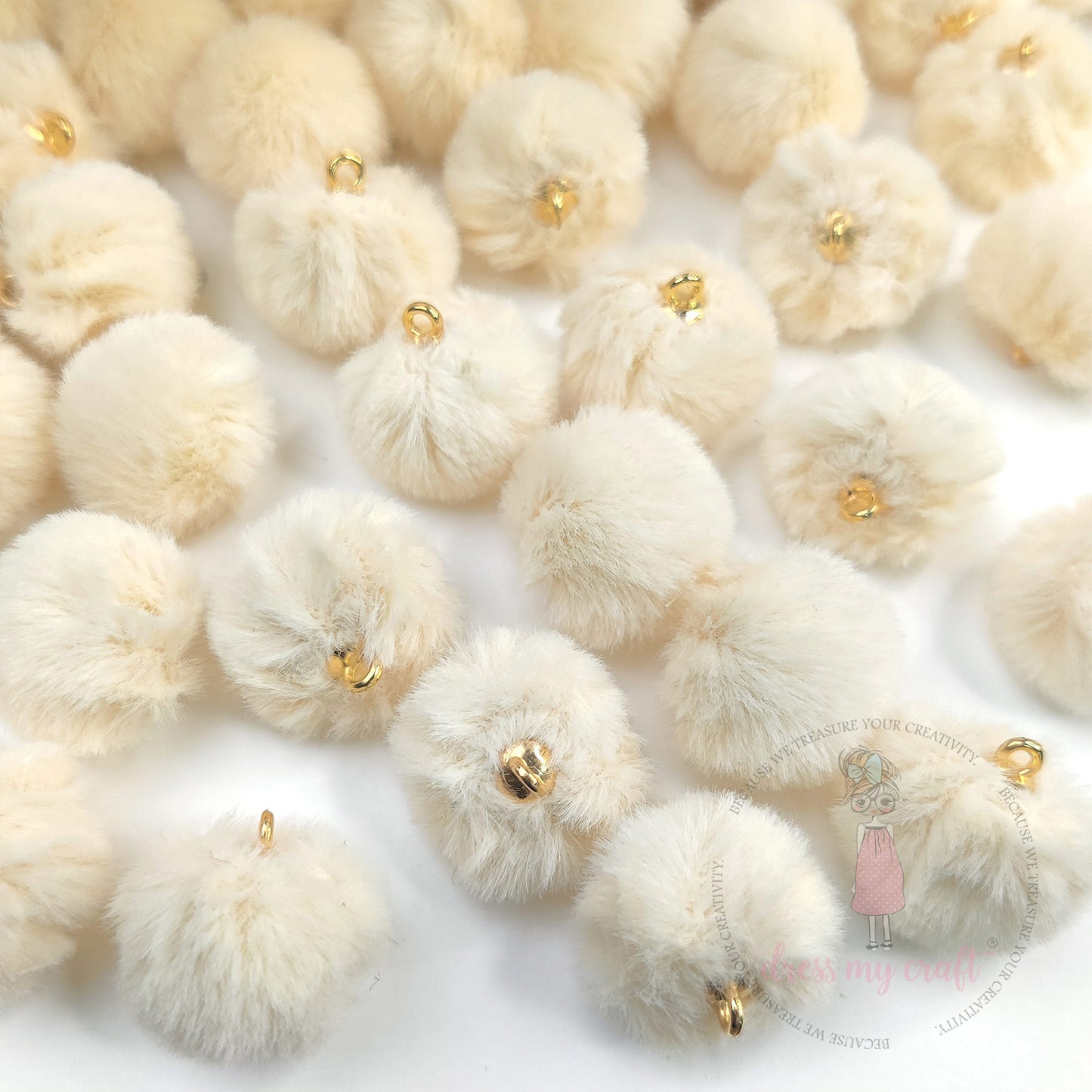 Pastel Pom Poms With Loop - Butter Scotch