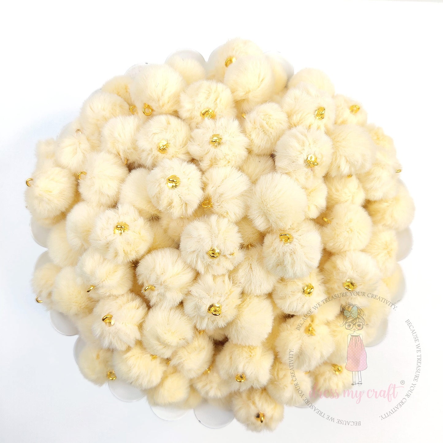 Pastel Pom Poms With Loop - Butter Scotch