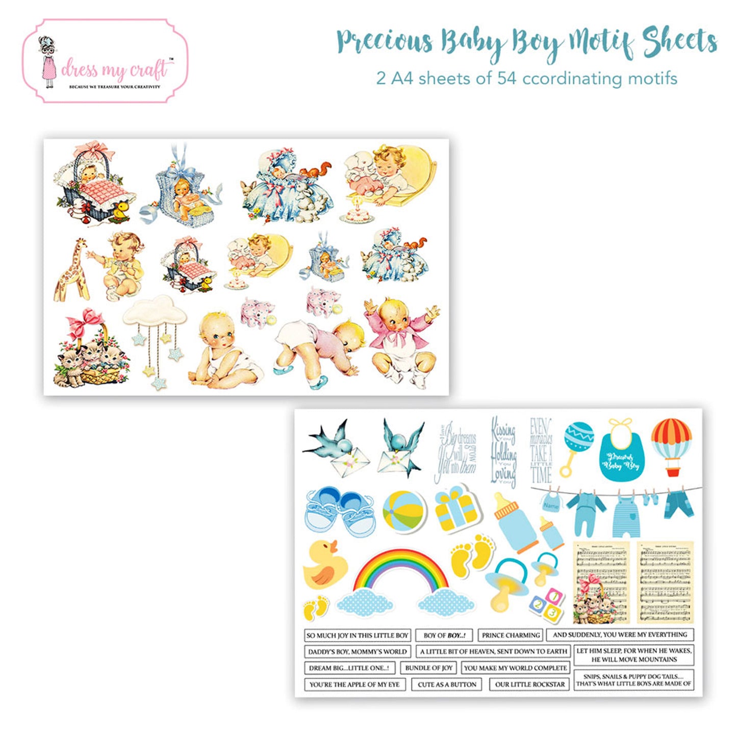 Precious Baby Boy Motif Sheet