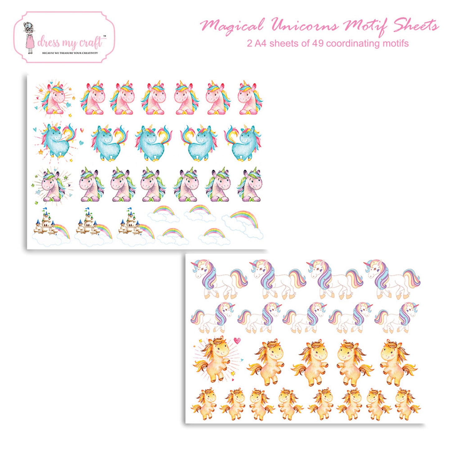 Magical Unicorn Motif Sheet