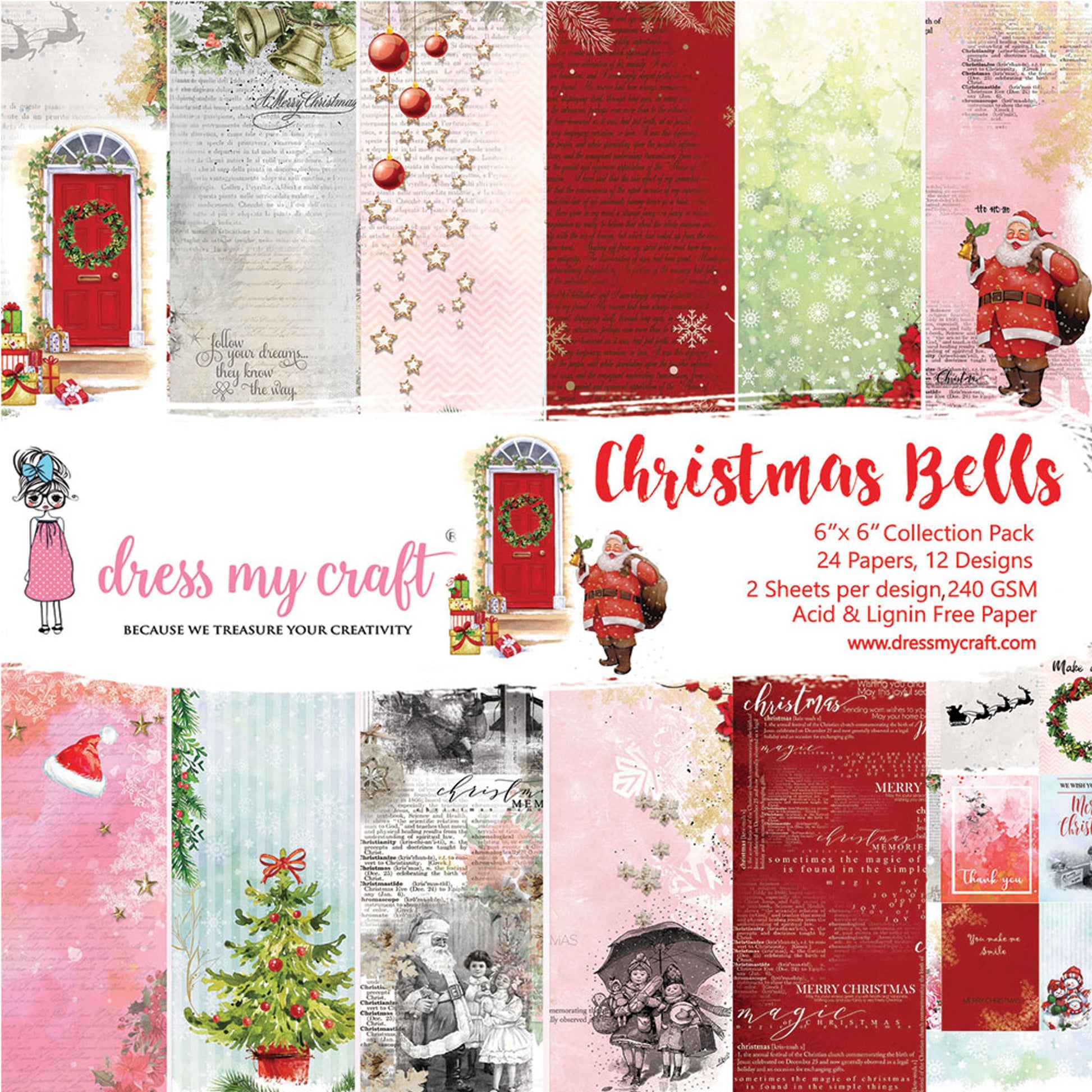 dress my craft christmas bells Pastel Kitty Round Bells