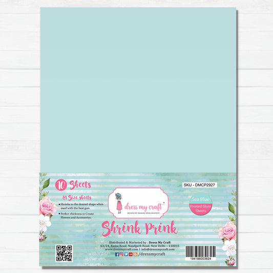 Sea Blue Frosted Glass Sheet - Shrink Prink