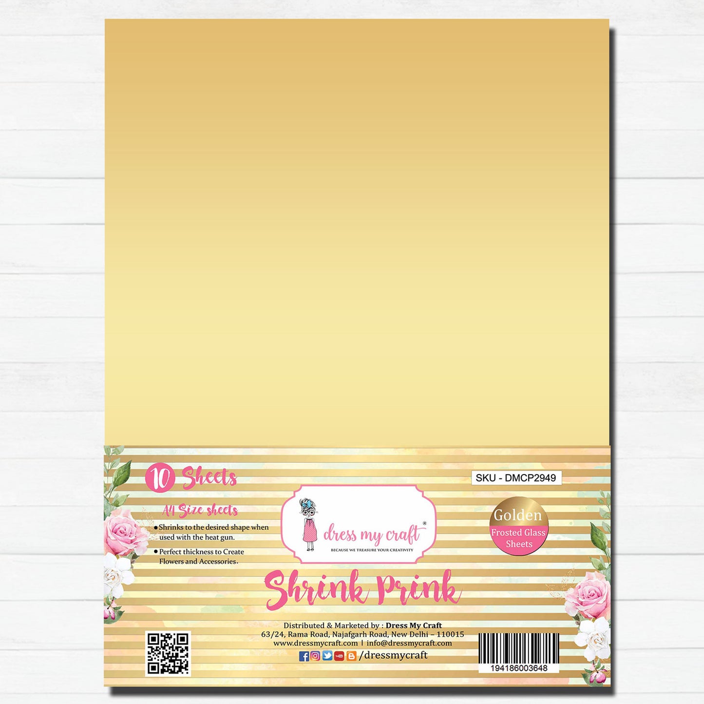 Golden Frosted Glass Sheet - Shrink Prink