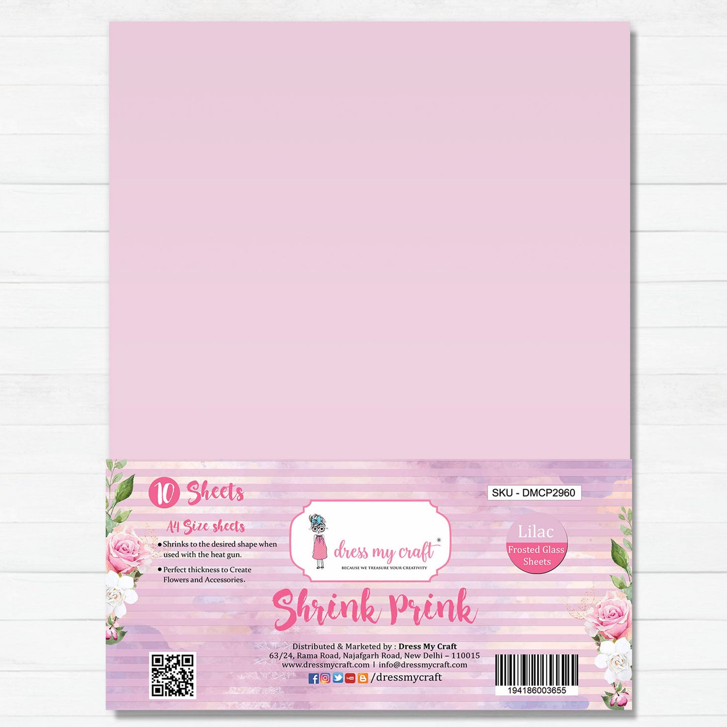 Lilac Frosted Glass Sheet - Shrink Prink