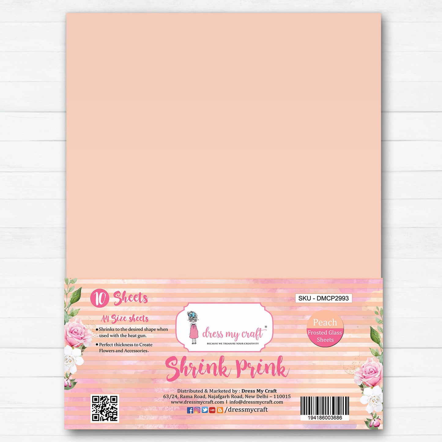 Peach Frosted Glass Sheet - Shrink Prink