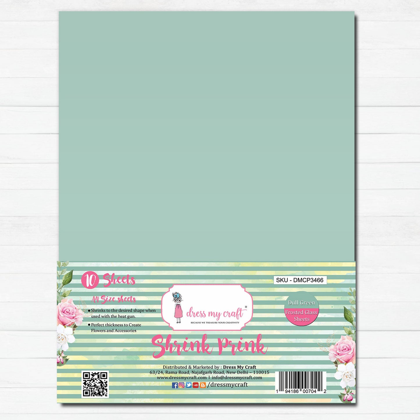 Dull Green Frosted Glass Sheet - Shrink Prink