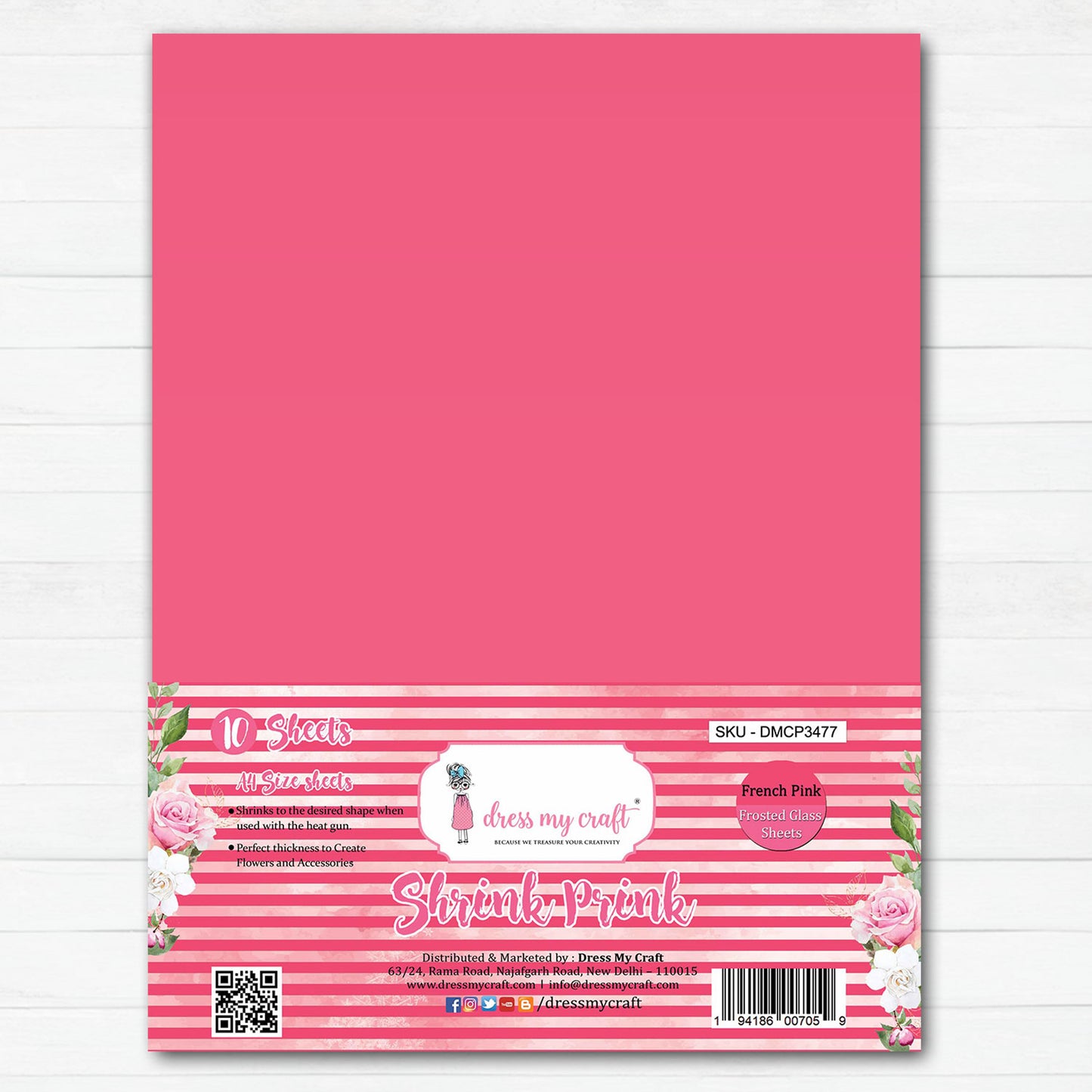 French Pink Frosted Glass Sheet - Shrink Prink