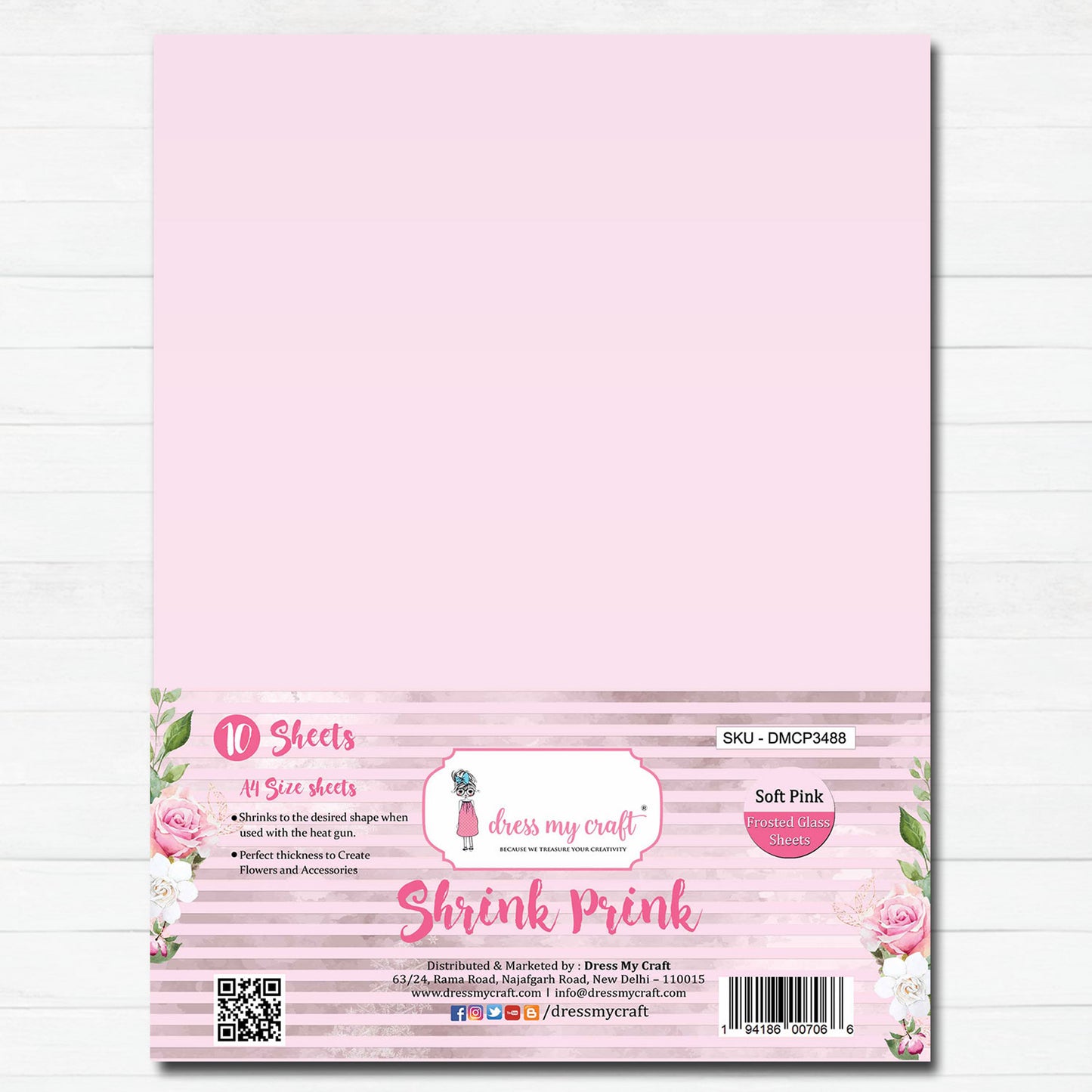 Soft Pink Frosted Glass Sheet - Shrink Prink